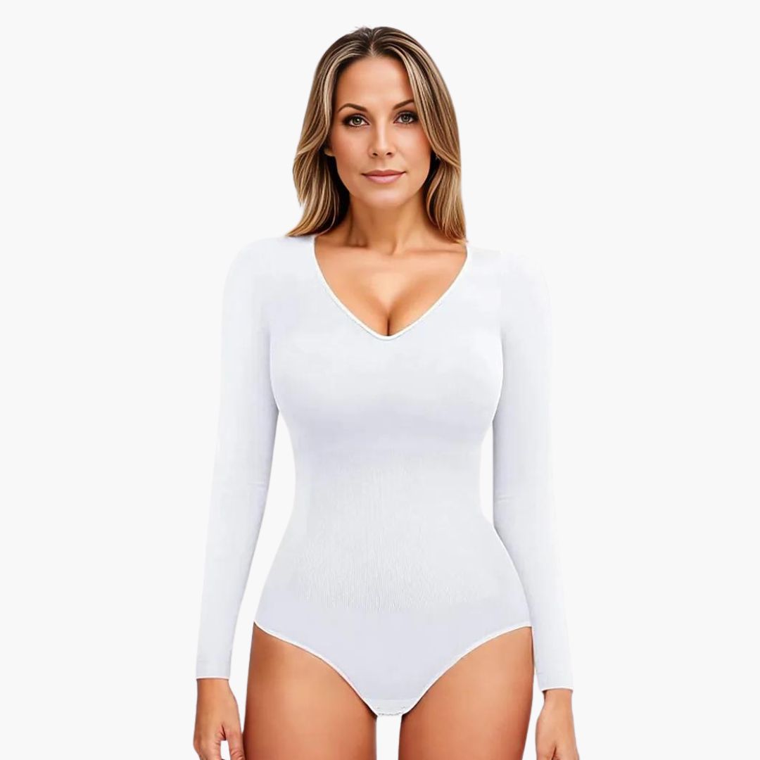 Langarm-Bodysuit mit V-Ausschnitt