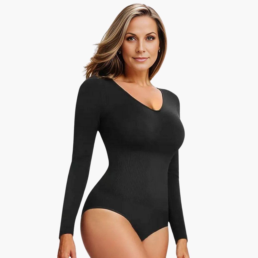 Langarm-Bodysuit mit V-Ausschnitt